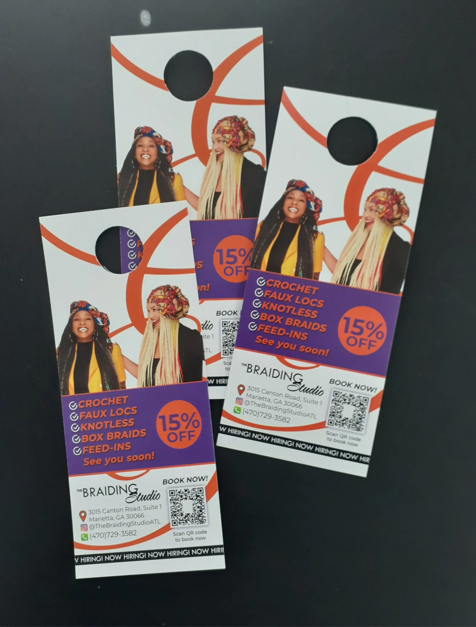 The Braiding Studio Promotional Door Hangers